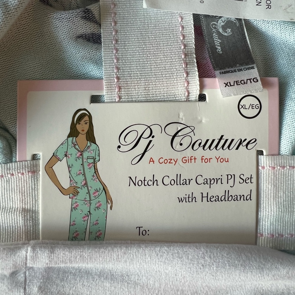 Pj Couture Floral Capri Pajama Set with Headband